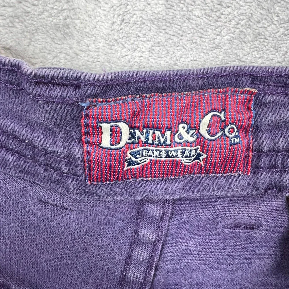 Denim & Co Jeans Women 22 Purple High Rise Tapered Leg Stretch Cotton